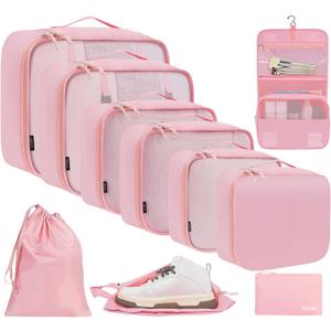 BAGAIL 6 Set/8 Set/10 Set Packing Cubes Various Sizes Packing Organizer for Travel Accessories Luggage Carry On Suitcase