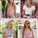 3 Pack Girls Shirts Scoop Neck Ribbed T Shirts Teens Short Sleeve Slim Fit Summer Tees for Kids Age 5-14