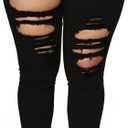 TodTan Women's Skinny Jeans Ripped Mid Rise Stretch Destroyed Denim Pants Jeans (Medium, Black)