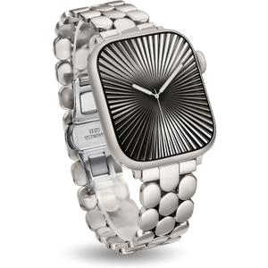 Moolia Stainless Steel Bracelet Compatible with Apple Watch Band 42/41/40/38/46/45/44/49mm Designer Elegant Metal Women Replacement Bracelet for iWatch Series 11 10 9 8 7 6 5 4 3 2 1 SE/Ultra1/2/3 (Starlight)