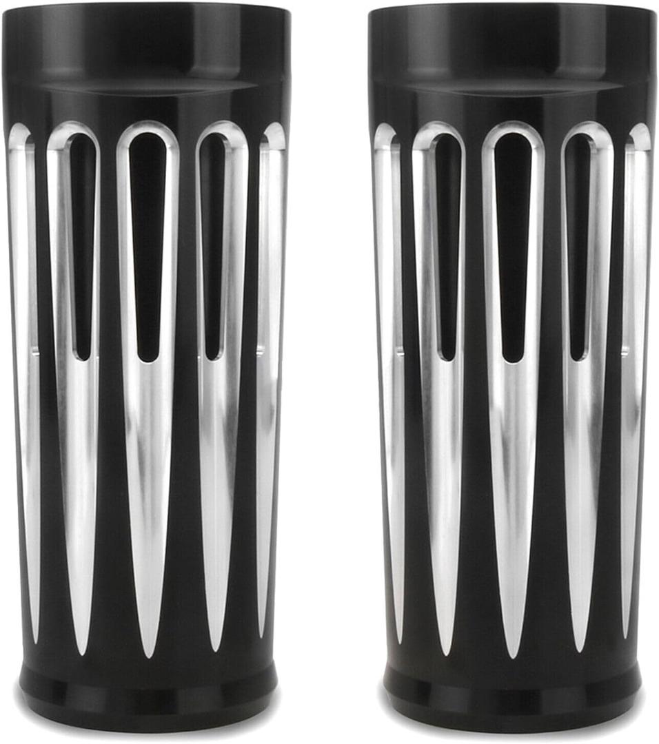 49mm Fork Slider Boots Cover for Harley Touring, FLHR, FLHX, Ultra Limited Low, CVO Street Glide, Bagger (Black, +2'' Deep style)