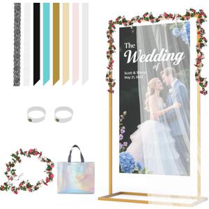 Wedding Welcome Sign Stand, Adjustable Wedding Sign Holder,Heavy Duty Metal Welcome To Our Wedding Sign Display Stand for Wedding Parties Commercial Events (Gold)