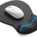 eulps Mouse Pad with Gel Wrist Rest, Ergonomic Comfortable Computer Wrist Support for Laptop, Pain Relief Mousepad with Non-Slip PU Base for Office & Home (All Black)