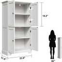 ChooChoo Bathroom Floor Cabinet, Modern Bathroom Storage Cabinet with 4 Doors and Adjustable Shelves, Freestanding Cupboard for Living Room, White