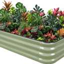 1MORE Raised Garden Bed -5X3X1 Galvanized Planter Box for Outdoor Gardening,4 in 1 Modular Raised Bed Kit with Protective Tape, Gloves for Herb,Ideal for Vegetables and Plants.Green-1Pack