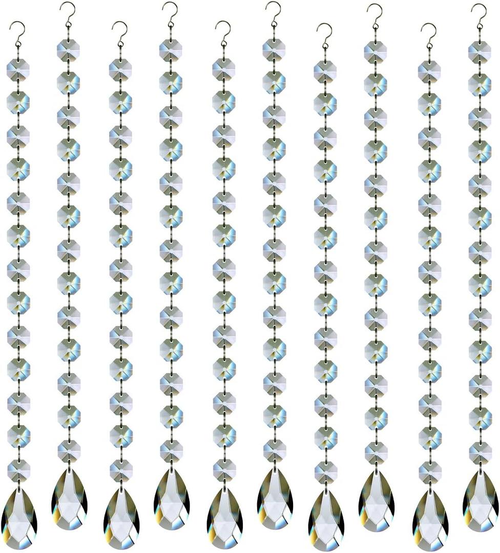 1ft 10pcs Teardrop Crystals Garland, Hanging Chandelier Crystals Prism Beads Chain for Wedding Home Decoration Clear GOLDENHAITAI (38mm) 1ft 10pcs Teardrop Crystals Garland, Hanging Chandelier Crystals Prism Beads Chain for Wedding Home Decoration Clear GOLDENHAITAI (38mm)