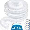 Hon&Guan 2 1/2" x 20' Dust Collection Hose, 2.5 Inch Flexible Clear PVC Dust Collector Hose with Carbon Steel Wire Woodworking Dust Collecting System, Includes 4 Hose Clamps