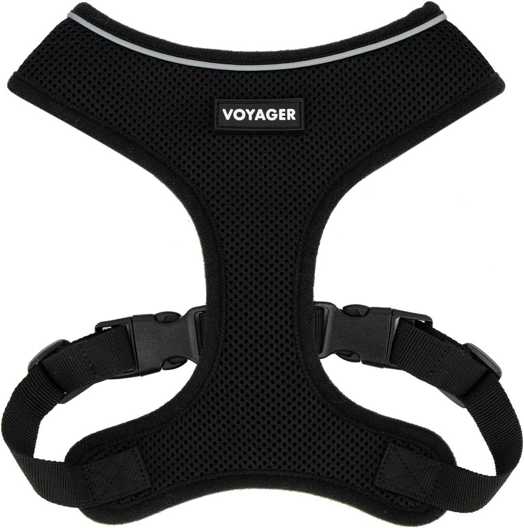 Voyager Aerolite Over The Head Dog Harness, No Pull Breathable Air Mesh Vest, Quick Dry with Reflective Stitching, Adjustable Escape Resistant Harness for Small Medium Large Dogs - Black, Medium