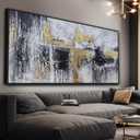 Black And Gold Abstract Canvas Wall Art Modern Artwork Canvas Prints Framed Canvas Picture Contemporary Wall Decor Artwork Bedroom Living Room Office Decoration Ready To Hang 24x48 Inch (48L" x 24W")
