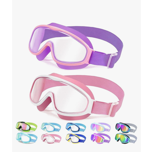 Vvinca Kids Goggles with Comfort Fabric Strap, Kids Swim Goggles Wide View Anti-Fog/UV No Leaking Swimming Goggles for 3-14