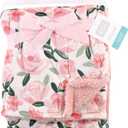 Hudson Baby Unisex Baby Plush Mink and Sherpa Blanket, Green Floral, One Size