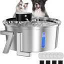 Wireless Dog Water Fountain for Large Dogs, 7L/236oz Stainless Steel Dog Water Bowl Dispenser, 6000mAh Battery Operated Cat Water Fountain Indoor with Motion Sensor, 6 Filters, BPA-Free