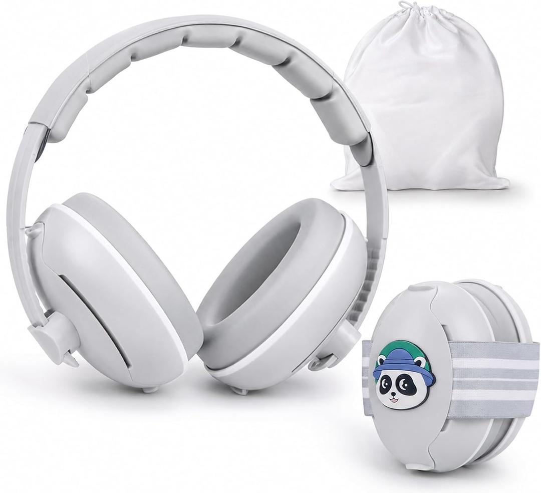 2 in 1 Baby Ear Muffs Hearing Protection for Babies & Toddlers | 25dB Noise Reduction, Adjustable Headband, Hearing Protection for Airplanes, Fireworks & Concerts, Ages 0-48 Months