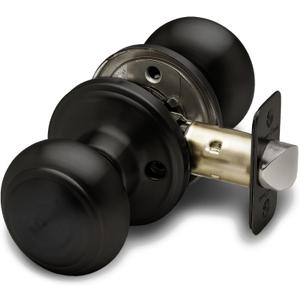 Copper Creek Colonial Passage Interior Door Knob ANSI Grade-3 Certified, Modern Heavy Duty Handle, Easy Install and Reversible for Bedroom, Bathroom and Closets Matte Black (1 Pack)