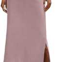 Lepunuo Casual Maxi Skirts for Womens High Waist Trendy Drawstring Side Slit Skirts with Pockets,.4XL