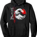 Old School Authentic Japanese kanagawa the great wave Tattoo Pullover Hoodie