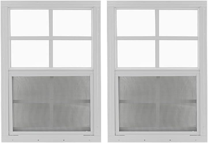 Shed Windows and More 24" W x 36" H Shed Window Tempered Glass with a Screen, 2 Pack Windows for Shed Chicken Coop Playhouse (White Flush)