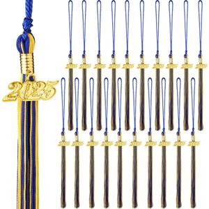 20 Pcs 2025 Graduation Tassels Blue and Gold Graduation Cap Hat Tassels 2025 for Ceremony Party Activities(Blue Gold)