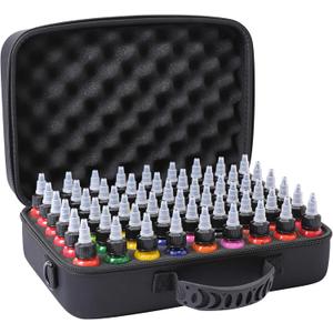 Drawing Ink Travel Case - Holds 54pcs 1oz Drawing Inks, PU Memory Foam Cap Sealer (Case Only)
