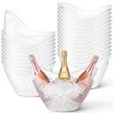 meekoo 24 Pcs 4 L Ice Bucket for Parties, Plastic Oval Storage Tub with Handle for Wine, Beer, Ice Drink Bucket for Wine, Champagne, Beer, Cocktail, Beverage Tub for Wedding, Bar, Picnic, Pool(Clear)