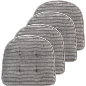 Memory Foam Chair Cushion, U-Shape 17" x 15" Tufted Non-Slip Back Seat Cushion for Dinning Room, Office, Kitchen, 4 Counts, Grey, 4Pcs