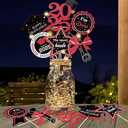 Graduation Party Centerpieces Decorations for Tables Class of 2025-30pcs Glitter Navy Blue and Gold Graduation Table Centerpieces Sticks with LED String Lights for Graduation Party Decor Supplies