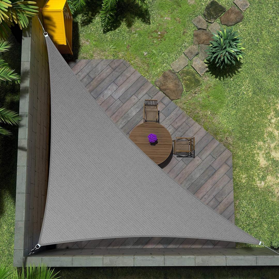 Amgo 10' x 10' x 14' Grey Right Triangle Sun Shade Sail Outdoor Canopy Awning UPF50+ AGTAPRT10, 95% UV Blockage, Water & Air Permeable, Commercial Standard Heavy Duty 