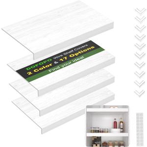 4PCS Wire Shelf Cover,Wire Rack Covers for Pantry PVC (Not Wood) Shelf Liners for Cabinet Kitchen Pantry Shelves(White,24x12 inch)