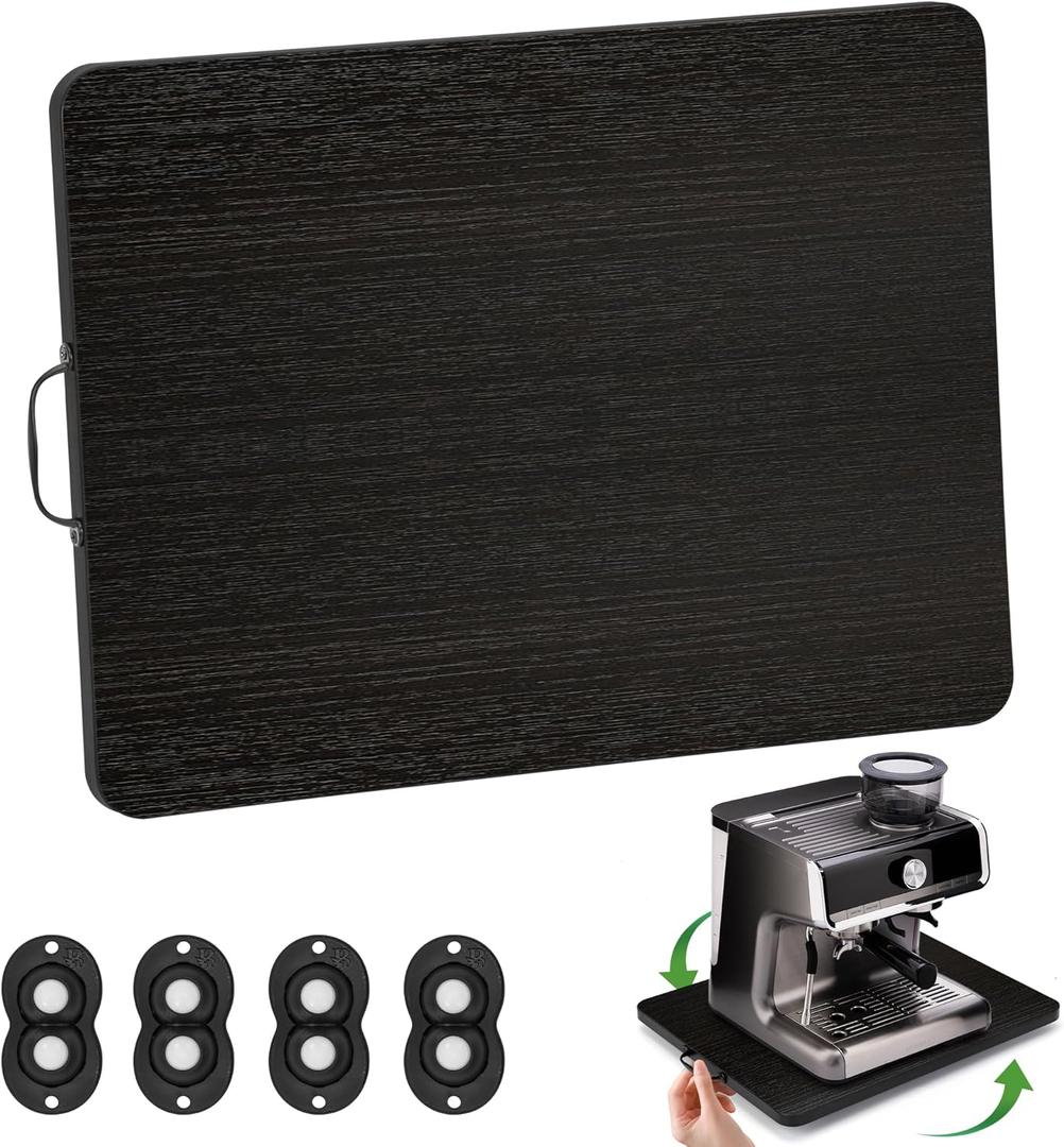 Appliance Slider, Sliding Tray for Coffee Maker, Coffee Pot Slider for Countertop, 360° Rolling Tray Appliance Slider for Kitchen Appliances Black (12.5” X 16”)