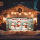 13x6ft Christmas Garage Door Banner Snowman Banner Christmas Backdrop Outdoor Indoor Xmas Garage Door Cover Large Holiday Wall Backdrop for Yard Porch Seasonal Decoration