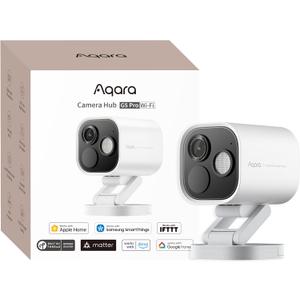 Aqara 4MP Camera Hub G5 Pro WiFi, True Color Night Vision Security Camera Outdoor, 2.4/5Ghz WiFi, HomeKit Secure Video, Thread Border Router, Local Detection, Thread/Zigbee, Supports Alexa,Google Home (White - Wi-Fi Version (No PoE Support))