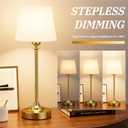 Cordless Table Lamp Rechargeable Gold - 1 Pack Brass 4000mAH Battery Operated Lamp for Decor, 3000K Stepless Dimming Touch Control Wireless Lamp for Bedroom, Dining Table, Counter, Living Room