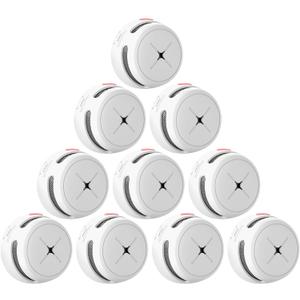 AEGISLINK Smoke Detector 10-Year Battery with Test/Silence Button, Fire Alarm with Photoelectric Sensor, Low Battery Warning, S500 (Independent, 10-Pack)