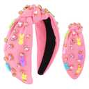 YARIEW Easter Headbands for Women Bunny Headband Elastic Rhinstone Beaded Rabbits Jeweled Headband for Easter Bunny Costume Hair Accessories for Women Spring Birthday Gift Pink