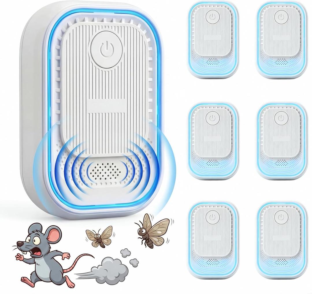 Mouse Repellent Ultrasonic Pest Repellent2026 Upgraded Mice Repellent Indoor for Rats, Moths, Insects, Fleas, Mosquitoes, Roaches, Ants, Spiders, Safe for Family & Pets(6 Pack)