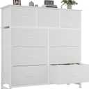 OLIXIS 9 Drawers Storage Organizers Units, Closet Organizers and Storage for Clothes, Fabric Storage Drawer for Living Room, Chest of Dresser in 39.4" D x 11.8" W x 39.9" H, White