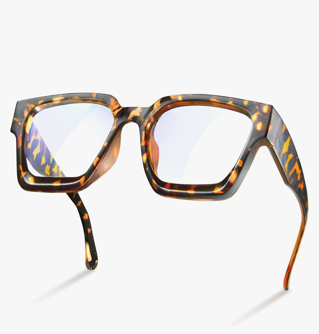 livho Oversized Eyewear Frame for Woman and Men - Rectangle Fashion Glasses for Computer, Chic Preppy Frame