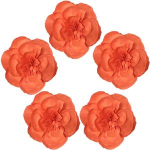 5 pack 10inch Orange Crepe Paper Flowers Paper Flower Decorations Wall Backdrop Flowers Handcrafted Flowers Party Wedding Crepe flowers For Nursey Baby Showers Birthday Photo Backdrop Bridal Shower
