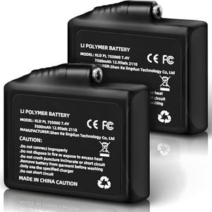 Auzoe 3500mAh 7.4V Battery Pack of 2, Batteries for Heated Gloves, Rechargeable Lithium Polymer Battery Replacement, Socks, Hats, Mittens, Vest, Jacket, Hand Muff, Boots, Hat, Knee Braces