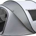 EchoSmile Instant Pop Up Camping Tent, 6 Person Easy Setup Tent, White&Grey