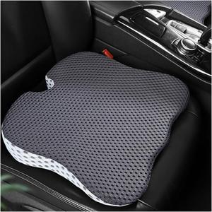 Car Seat Cushion, Auto Gel Infused Memory Foam Cushion for Driver Comfortable Driving Hip Pressure Relief Office Chair, Universal for Vehicles and Office Chairs (Gray/White)