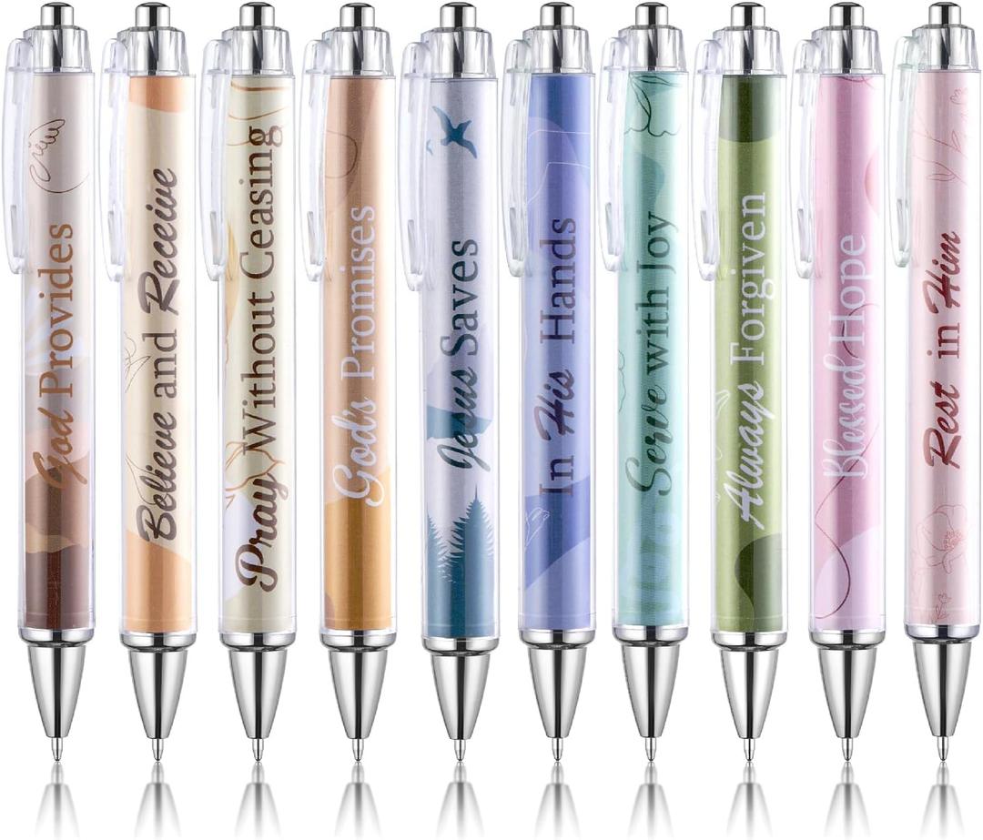 Mr. Pen Christian Pen Set, 10 Pack, Black Ink, Bible Verse Pens, Ballpoint Pens
