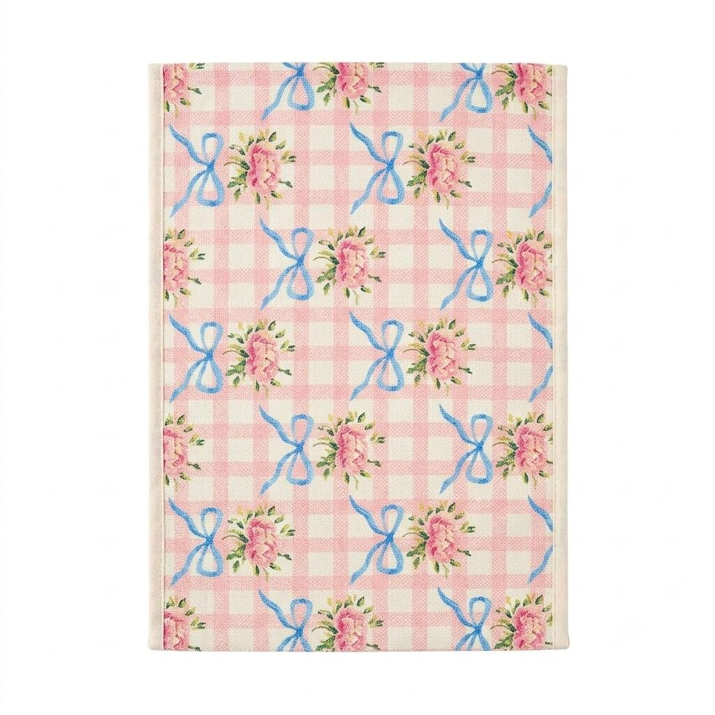 ROXMART Pink and White Gingham Plaid Rose Floral Storage Bin Box, Coquette Blue Bow Flower Collapsible Storage Basket Organizer for Bedroom Bathroom Home Clothes Toys Books, Toybox for Girls