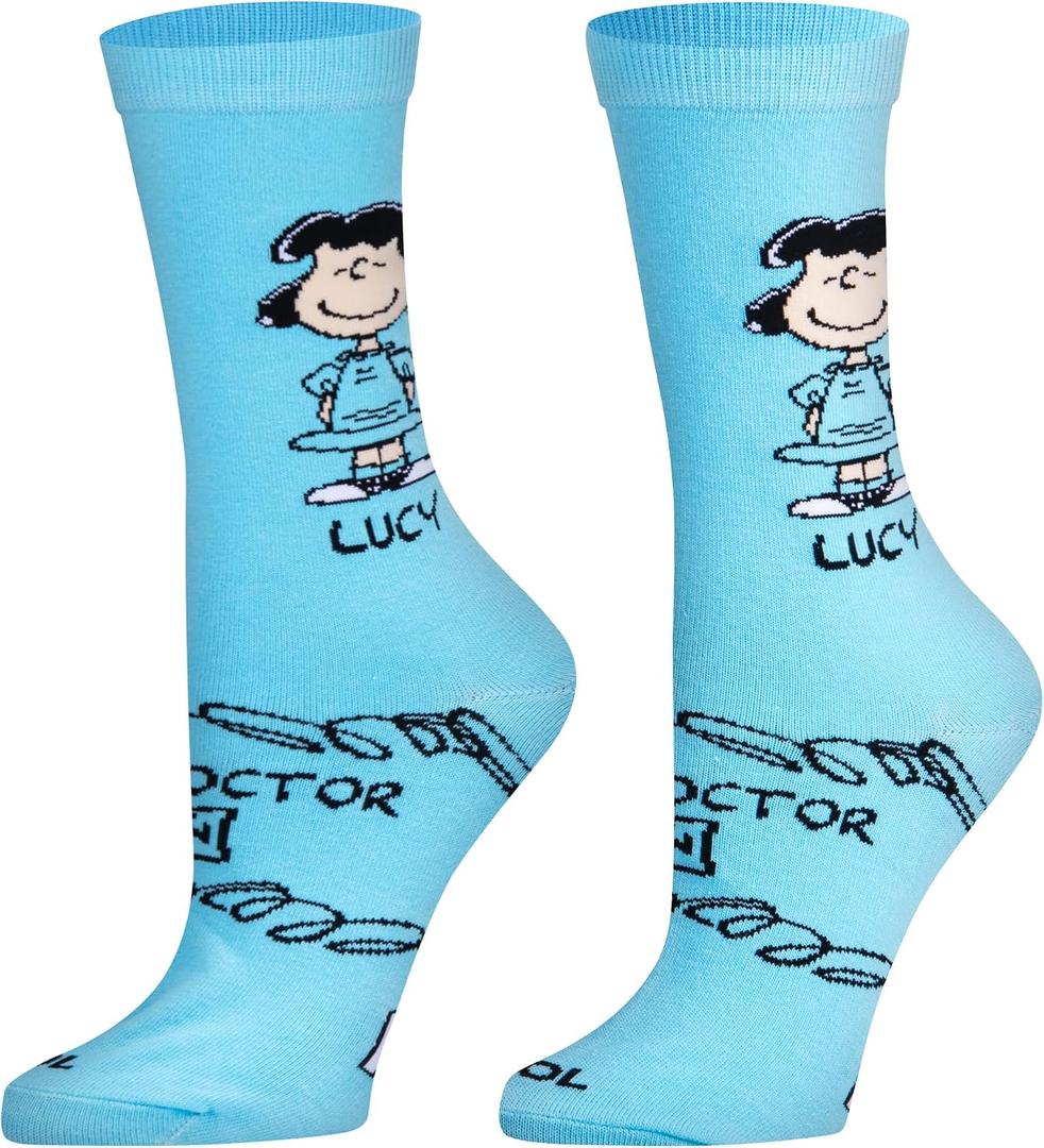Odd Sox – Peanuts Snoopy Charlie Brown Crew Socks – Official Cartoon Comic Strip Novelty Socks – Large – Gift Socks