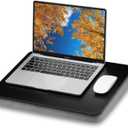 Lap Desk with Pillow Cushion, Portable Laptop Bed Desk, Fits up to 15.6 inch Laptop, Lap Stand for Bed & Couch & Carpet, Book Tablet/Drawing Board- Black, Medium