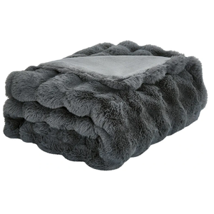 JONIYEAR Solid Thick Fuzzy Bubble Faux Rabbit Fur Blanket Twin Size 60" x 70", Decorative Bumpy Cute Cozy Fluffy Gray Warm Blanket for Winter, Oversized Reversible Poofy Comfy Shag Furry Throw, Grey