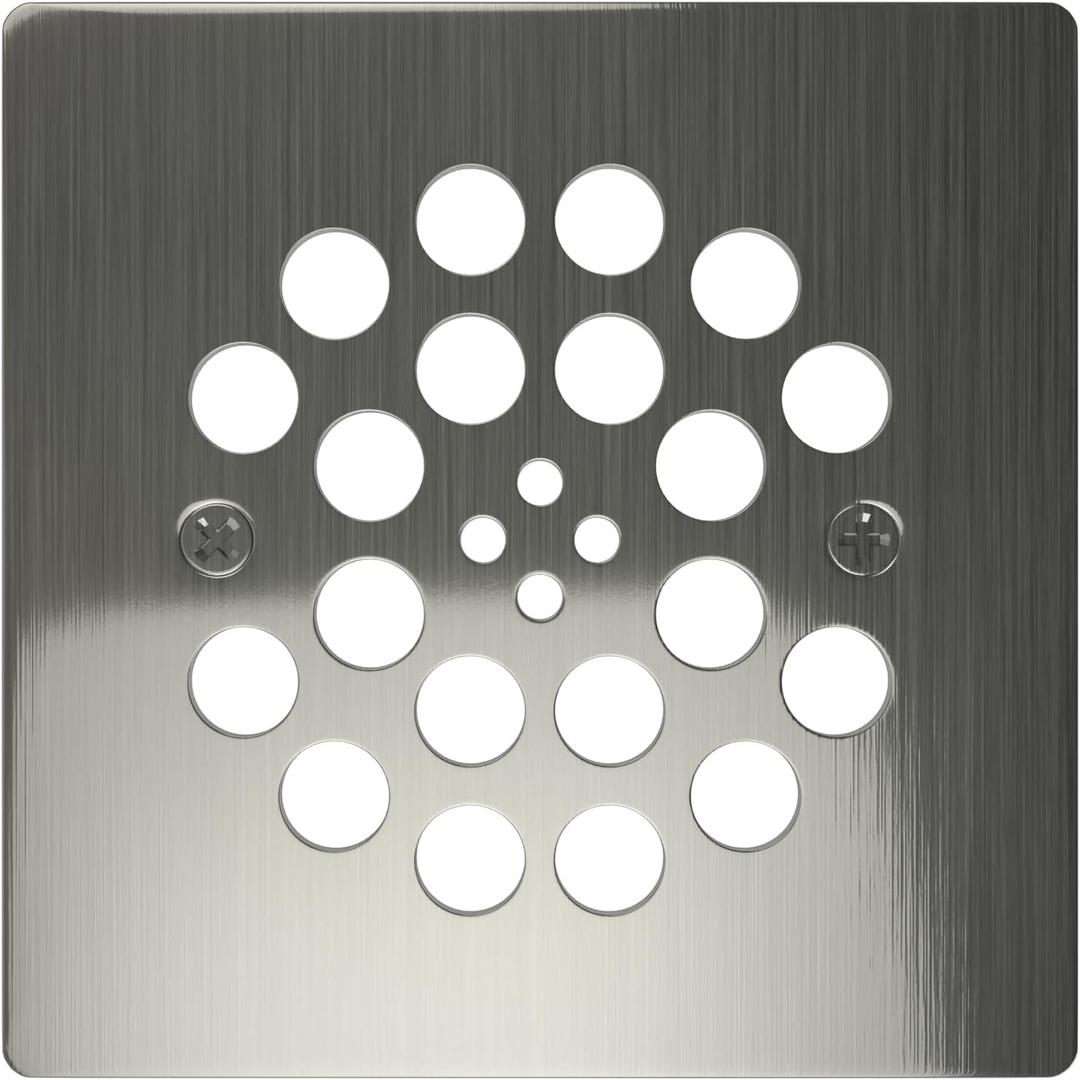 Tile Redi USA Square Drain Plate, Brushed Nickel, 4.25"