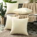 MIULEE Pack of 4 Decorative Outdoor Summer Pillow Covers Square Cushion Cases PU Coating Waterproof Throw Pillowcase Shell for Living Room Couch Sofa Garden Tent Park 18x18 Inch Beige