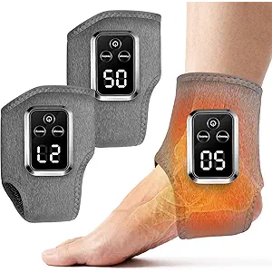 YAZHI Foot Massager 2in1 Warming Wrap – Relax & Renew Foot & Ankle Massager with 3 Modes & 4 Heat Levels, Portable for Home or Travel 2pack