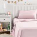 Amazon Basics Kid's Soft, Breathable, Easy-Wash Microfiber 3-Piece Sheet Set, Machine Washable, Twin, Light Pink, Solid